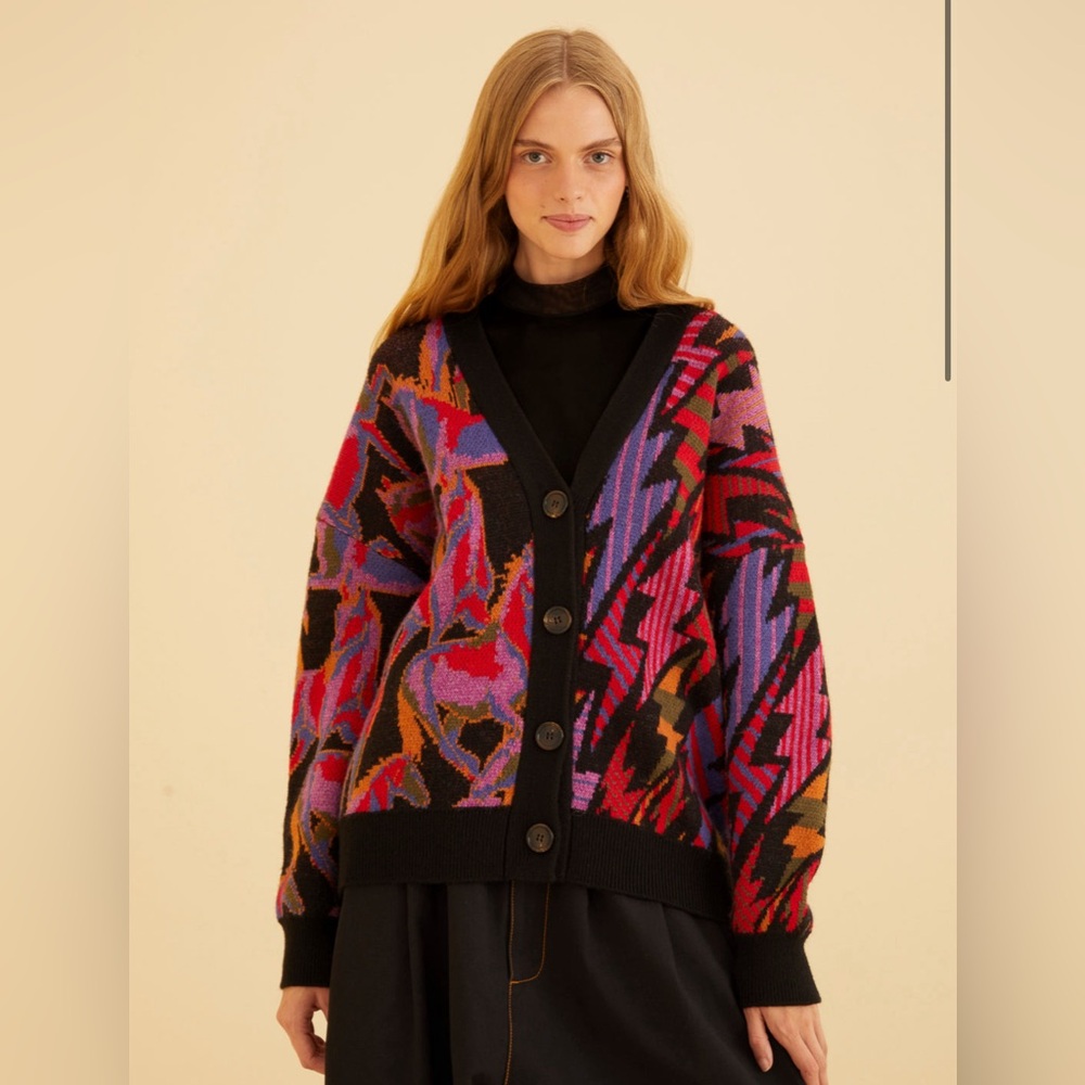 FARM Rio Multicolor Button-Up Cardigan